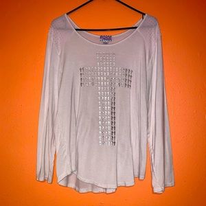 Pink Cattlelac long sleeve white cross shirt